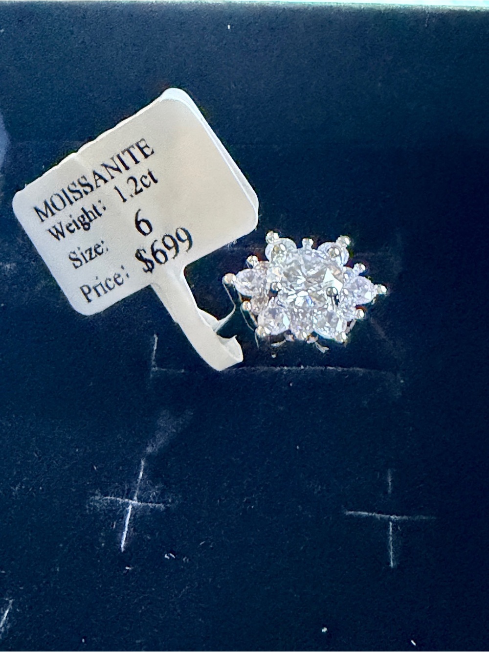 925 Sterling Silver Floral Cluster 1.2ct Moissanite Ring size 6 - Picture 3 of 9